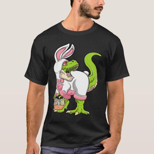 Dinosaur Easter Basket With Eggs Happy Easter T-shirt (Voorkant)