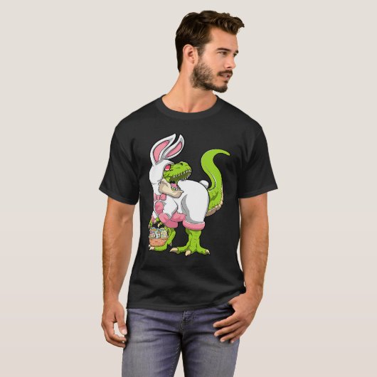Dinosaur Easter Basket With Eggs Happy Easter T-shirt (Voorkant volledig)