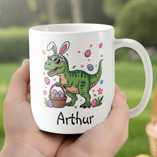 Dinosaur Easter Bunny Custom Name Mug For Kids Koffiemok