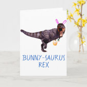 Dinosaur Easter Bunny T Rex Tyrannosaurus Funny T  Kaart (Gele Bloem)