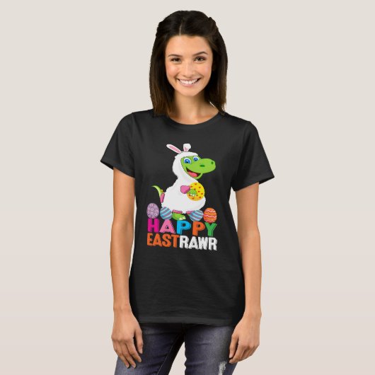 Dinosaur Easter Day Eggs cellent Happy East Rawr r T-shirt (Voorkant volledig)