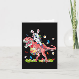Dinosaur Easter Day Unicorn Riding T-rex Bunny Cos Kaart