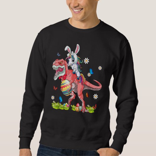 Dinosaur Easter Day Unicorn Riding T Rex Bunny Cos Trui (Voorkant)
