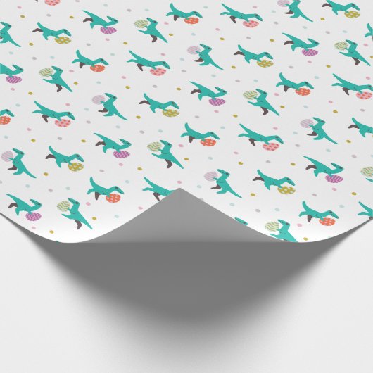 Dinosaur Easter Egg Hunt Pattern Cadeaupapier (Hoek)