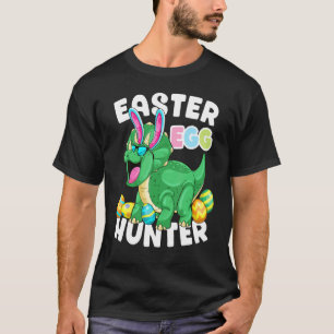Dinosaur Easter Egg Hunter Triceratops Bunny Egg H T-shirt