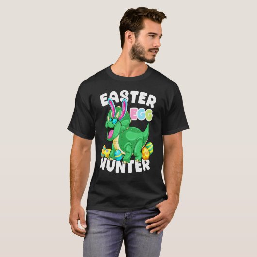 Dinosaur Easter Egg Hunter Triceratops Bunny Egg H T-shirt (Voorkant volledig)