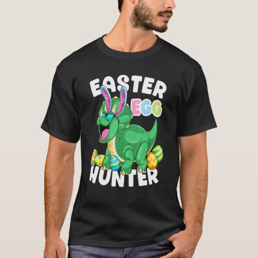 Dinosaur Easter Egg Hunter Triceratops Bunny Egg H T-shirt (Voorkant)