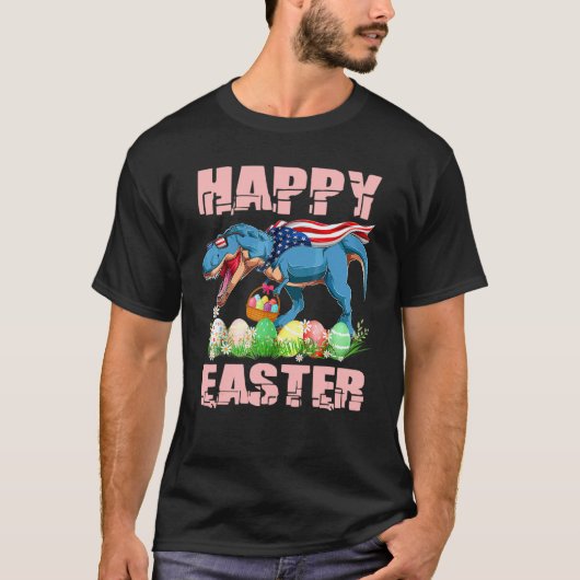 Dinosaur Easter Pajamas T Rex Easter Eggs Boys Kin T-shirt (Voorkant)