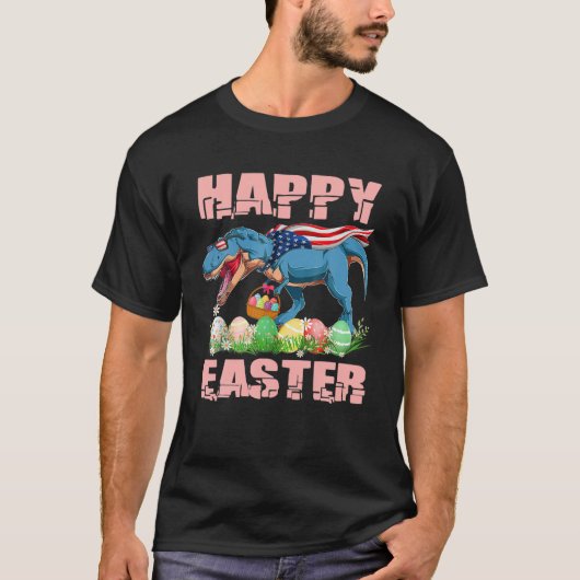 Dinosaur Easter Pajamas T Rex Easter Eggs Boys Kin T-shirt (Voorkant)