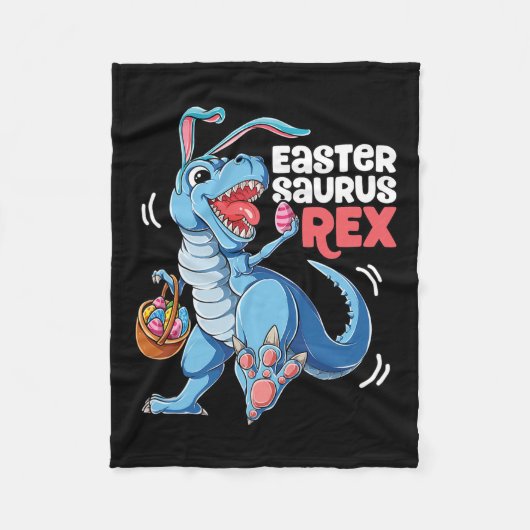 Dinosaur Easter Saurus T Rex Boys Girls Kinder Bun Fleece Deken (Voorkant)