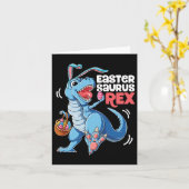 Dinosaur Easter Saurus T Rex Boys Girls Kinder Bun Kaart (Gele Bloem)