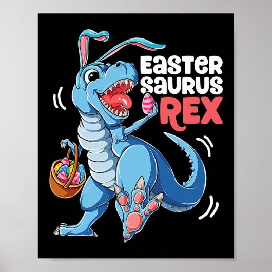Dinosaur Easter Saurus T Rex Boys Girls Kinder Bun Poster (Voorkant)