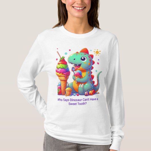 Dinosaur Eating Ice-Cream: Grappig citaat T-shirt (Voorkant)