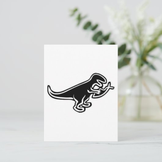 Dinosaur Eating Jesus Fish Briefkaart (Staand voorkant)
