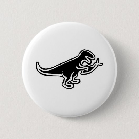 Dinosaur Eating Jesus Fish Ronde Button 5,7 Cm (Voorkant)