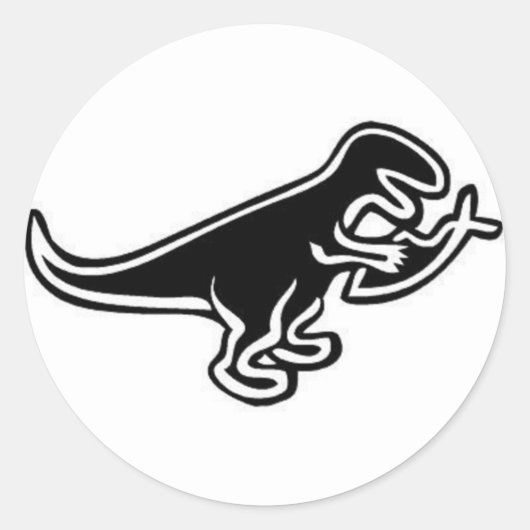 Dinosaur Eating Jesus Fish Ronde Sticker (Voorkant)