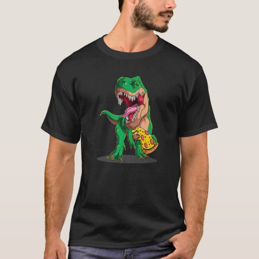 Dinosaur Eating Pizza Slice Pizzasaurus Dino Food T-shirt (Voorkant)