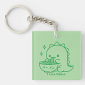 Dinosaur Eating Ramen Noodles Gepersonaliseerde Ka Sleutelhanger (voorkant)