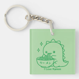 Dinosaur Eating Ramen Noodles Gepersonaliseerde Ka Sleutelhanger