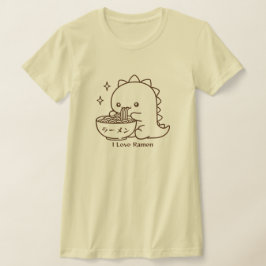 Dinosaur Eating Ramen Noodles Gepersonaliseerde Ka T-shirt
