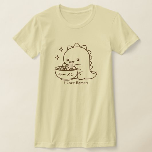 Dinosaur Eating Ramen Noodles Gepersonaliseerde Ka T-shirt (Laagn)