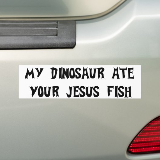 Dinosaur Eats Jesus Fish Bumpersticker (Op auto)