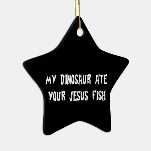 Dinosaur Eats Jesus Fish Keramisch Ornament (Rechts)