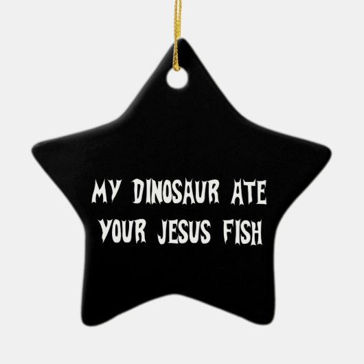 Dinosaur Eats Jesus Fish Keramisch Ornament (Voorkant)