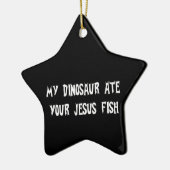 Dinosaur Eats Jesus Fish Keramisch Ornament (Links)