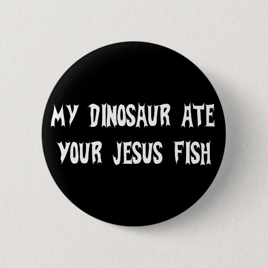 Dinosaur Eats Jesus Fish Ronde Button 5,7 Cm (Voorkant)
