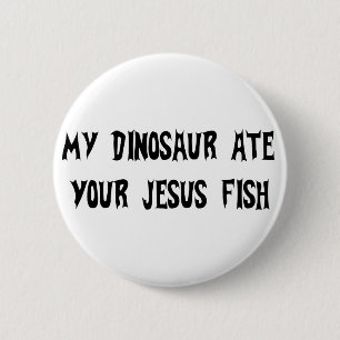 Dinosaur Eats Jesus Fish Ronde Button 5,7 Cm