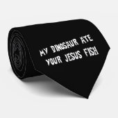 Dinosaur Eats Jesus Fish Stropdas (Opgerold)