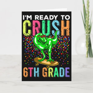 Dinosaur Eerste Dag Op School 6e Leerjaar Skateboa Kaart