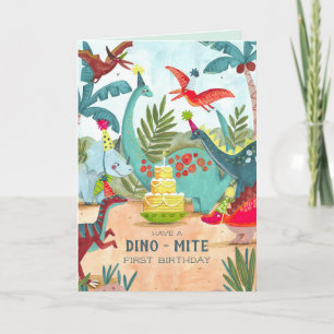 Dinosaur eerste kinderverjaardagskaart kaart