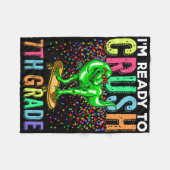 Dinosaur eerste schooldag 7e leerjaar skateboarden fleece deken (Voorkant (Horizontaal))