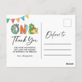 Dinosaur Eerste verjaardag Dank u Briefkaart (Achterkant)