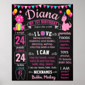 Dinosaur Eerste verjaardag van een meisje Poster (Voorkant)