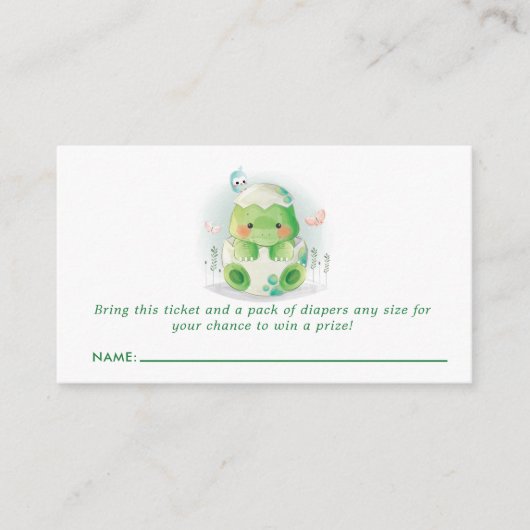 Dinosaur Egg Baby shower Diaper Raffle Informatiekaartje (Voorkant)