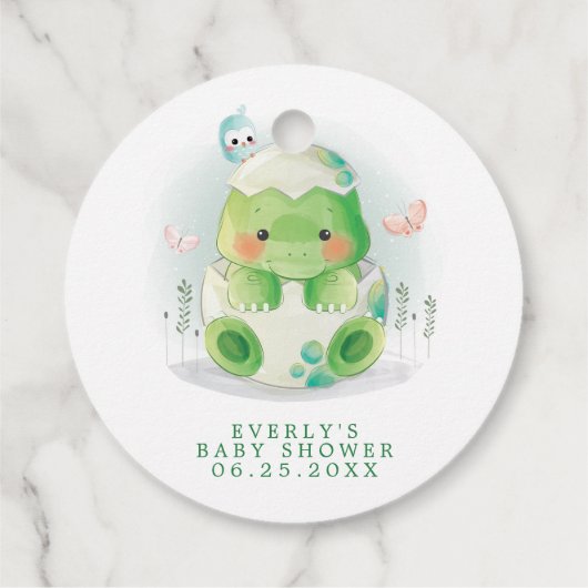 Dinosaur Egg Cute Waterverf Boy Baby shower Bedankjes Labels (Achterkant)