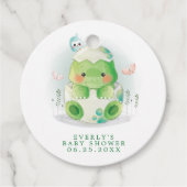 Dinosaur Egg Cute Waterverf Boy Baby shower Bedankjes Labels (Voorkant)