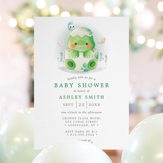 Dinosaur Egg Cute Waterverf Boy Baby shower Kaart