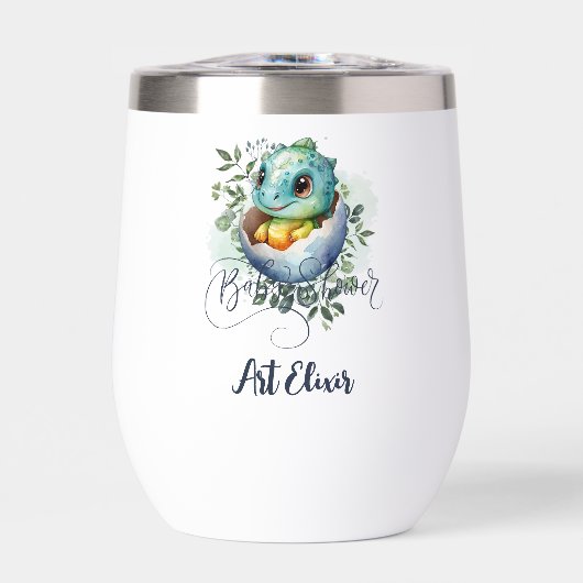 Dinosaur Egg Schattigee Waterverf verlaat Baby sho (Voorkant)