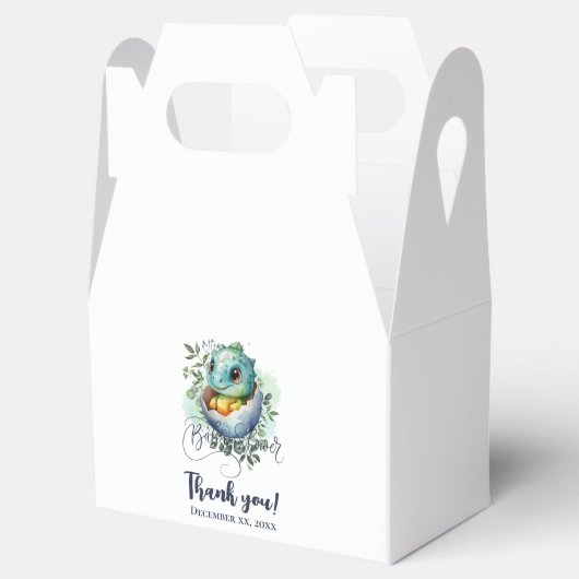 Dinosaur Egg Schattigee Waterverf verlaat Baby sho Bedankdoosjes (Geopend)