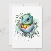 Dinosaur Egg Schattigee Waterverf verlaat Baby sho Bedankkaart (Achterkant)