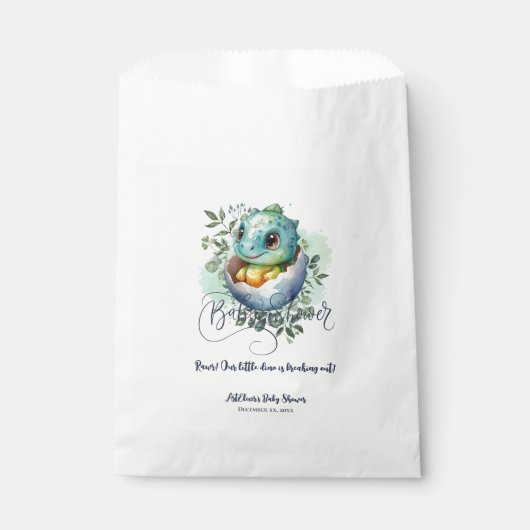 Dinosaur Egg Schattigee Waterverf verlaat Baby sho Bedankzakje (Voorkant)