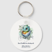 Dinosaur Egg Schattigee Waterverf verlaat Baby sho Sleutelhanger (Achterkant)