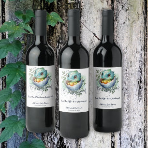 Dinosaur Egg Schattigee Waterverf verlaat Baby sho Wijn Etiket