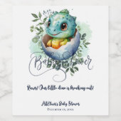 Dinosaur Egg Schattigee Waterverf verlaat Baby sho Wijn Etiket (Enkel label)