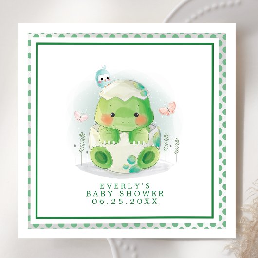 Dinosaur Egg Waterverf Baby shower Napkins Servet