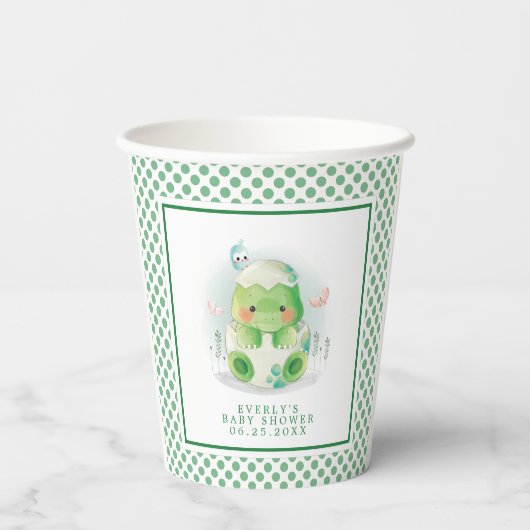 Dinosaur Egg Waterverf Baby shower Papieren Bekers (Achterkant)